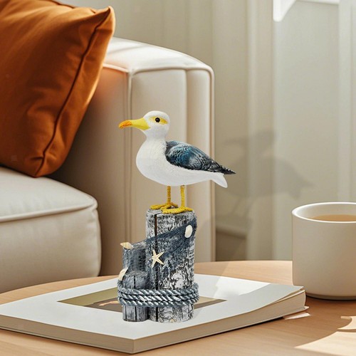 Seagull figurine wooden bird - wooden,
