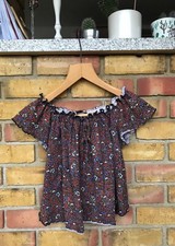 Vintage Style Off Shoulders Ladies Hippy/ Boho Top/ Blouse Size 10