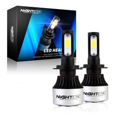 NIGHTEYE 72W H7 LED Headlight Bulbs Kit 9000LM High Low Beam 6500K Xenon White