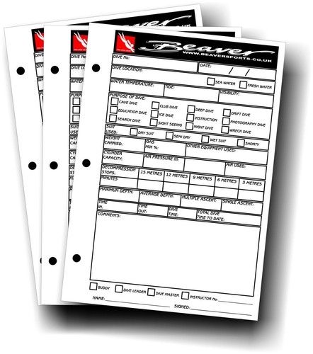 Dive log book inserts - dive,