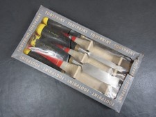 Graduated set of Footprint No 455 firmer chisels vintage old tools in box