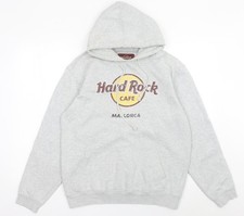 Hard Rock Cafe Men’s Grey Pullover Hoodie Mallorca L Fleece Logo