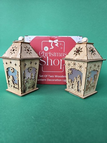 Set four wooden lantern - set,
