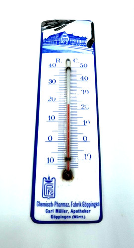 Antique enamel thermometer - antique,