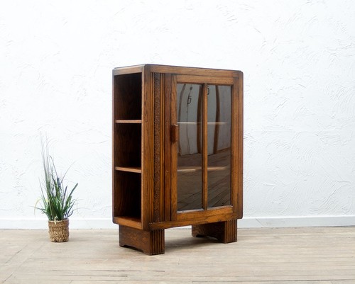 Oak art deco bookcase - art,