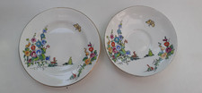 vintage Crown Staffordshire Hollyhocks Poppy Saucers