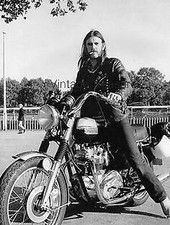 Lemmy Kilmister on his Triumph Motorcycle 1970s Photo Print Poster