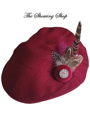 Burgundy wool feather - feather, lead