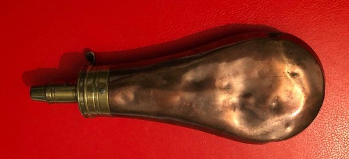 Antique brass powder - , flask