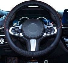 Black 38cm Universal Car Steering Wheel Cover PU Leather Anti-Slip Sport Style