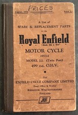 ROYAL ENFIELD J.2 499cc OHV Motorcycle Illustrated Spare Parts List 1953-54