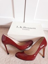 L.K. Bennett Shilo Red Maroon Leather Mid Heeled Court Shoes UK 6 EU 39 rrp £249