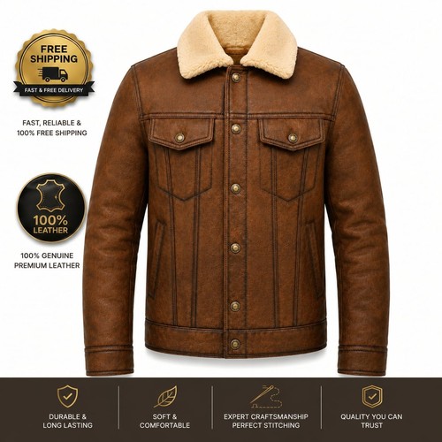 Mens brown leather jacket - brown,