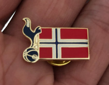 RARE TOTTENHAM SPURS-NORWAY FLAG NORWEGIAN SUPPORTERS ENAMEL PIN BADGE