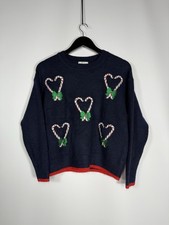 CANDY CANE CHRISTMAS Jumper - UK12 - Navy - Great Condition - Women’s