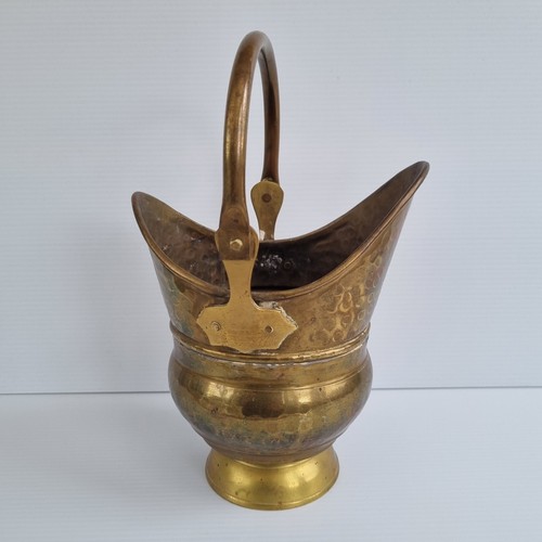 Vintage brass coal scuttle - coal,