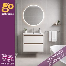 500 White & Oak Vanity Unit