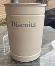 Biscuit Tin Storage Cookie Jar Barrel Canister Kitchen Vintage Metal Cream