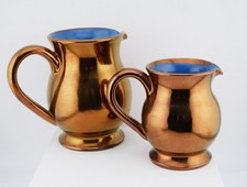 2 x Vintage Copper Lustre Jugs