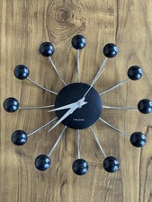 Retro 1950s Style Karlsson Atomic Ball Wall Clock Black & Chrone