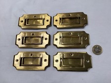 6 X Vintage English Brass Flush Fitting Campaign Chest Handles