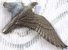 Falcon in Flight PIN Pewter Brooch Signed 'A R Brown' Badge - Falcon / Hawk Bird