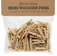 60 Mini Wooden Pegs 25mm Craft Wedding Hanging Photo Pegs Small Tiny Spring Clip