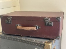 Rare Antique Wooden Suitcase With Leather Handle