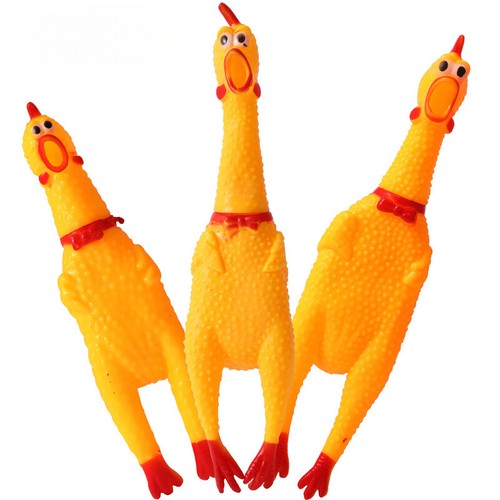 3pc rubber chicken squeeze - rubber,