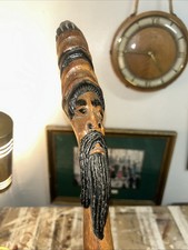 Vintage Hand-Carved Wooden Walking Stick – Unique Tribal Art Cane – 90cm Tall