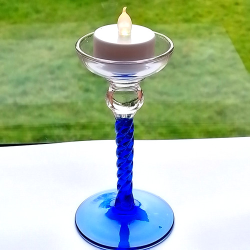 Vintage candle holder blue - vintage,