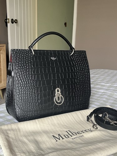 Mulberry black croc - -, large