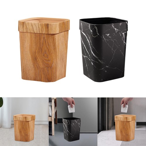 Wood grain trash can - wood,
