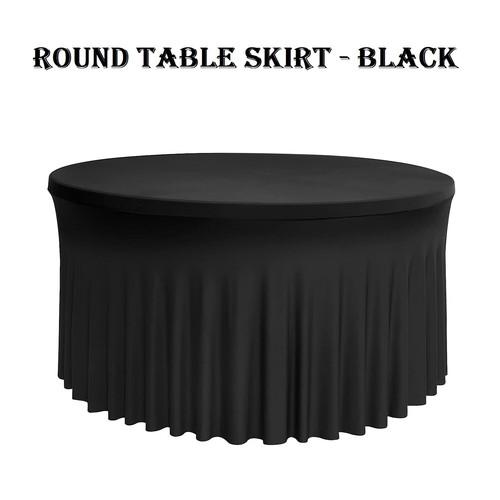 Black round table cloth skirt - black,