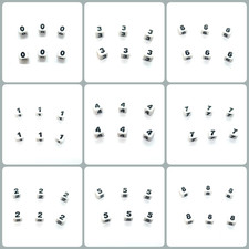 7mm Cube White Acrylic Number