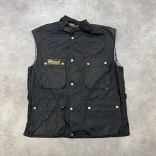 Belstaff Wax Gilet Mens Large Waxed Cotton Biker Vest, Black