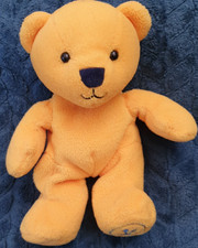 Mothercare 0348 Vintage Yellow teddy Bear Soft Toy Beanie 8" Preloved
