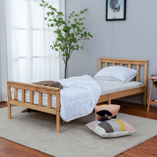 Bed frame single wooden oak - frame,