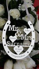 Personalised wedding gift horse shoe Mrs and Mr bride and groom gift keepsake 