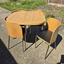 Vintage 1999 IKEA Fusion Compact Space Saving Wood Table & 4 Chairs Chrome Legs