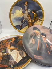 Norman Rockwell 3 x vintage unused collectors plates by Edwin M Knowles