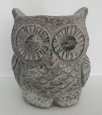 Garden Cement Concrete Stone Owl Figure Statue Decorative Plant Pot Planter 17cm