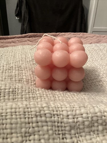 Cube pink bubble candle - candle,