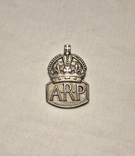 Original WW2 British ARP Air Raid Precautions Warden Men's Silver Lapel Badge #2