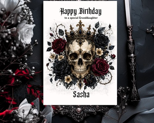Gothic skull with black red - with,