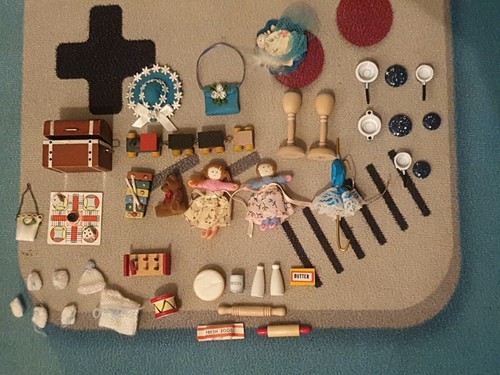 Vintage doll house - doll, accessories