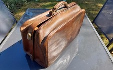 ANTIQUE BROWN LEATHER GLADSTONE/DOCTORS BAG - Pre Loved