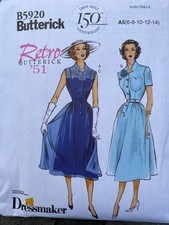 Butterick Retro '51 Sewing Pattern B5920 Misses' Dress Belt & Slip 8-14 Uncut