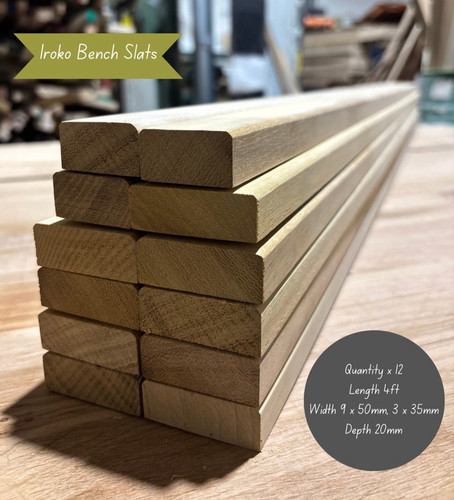 Planed iroko hardwood bench - planed,