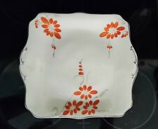 Myott art deco plate hand painted orange flower sandwich cake 11.5 x 10.5"